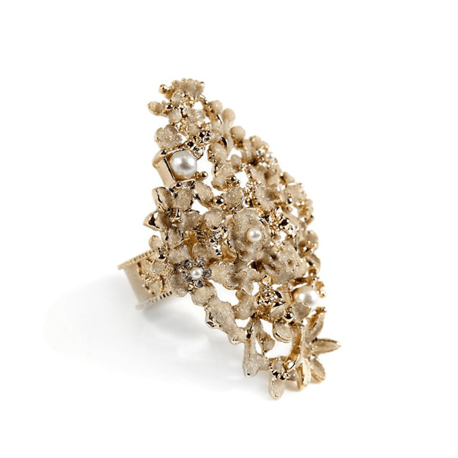 Chanel Gold Camellia Flower and Pearl Ring size 6 - Only Authentics