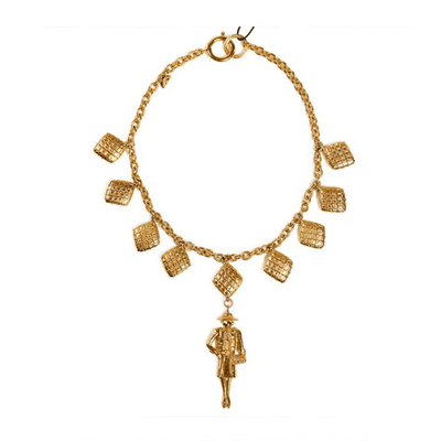 Chanel Gold Coco Pendant Necklace with Quilted Charms - Only Authentics