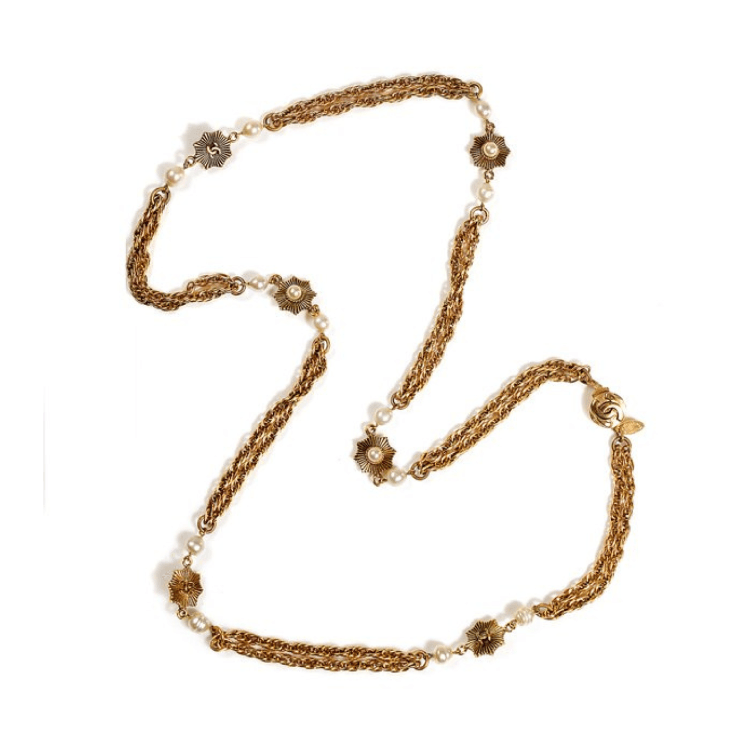Chanel Gold and Pearl Double Strand Necklace - Only Authentics