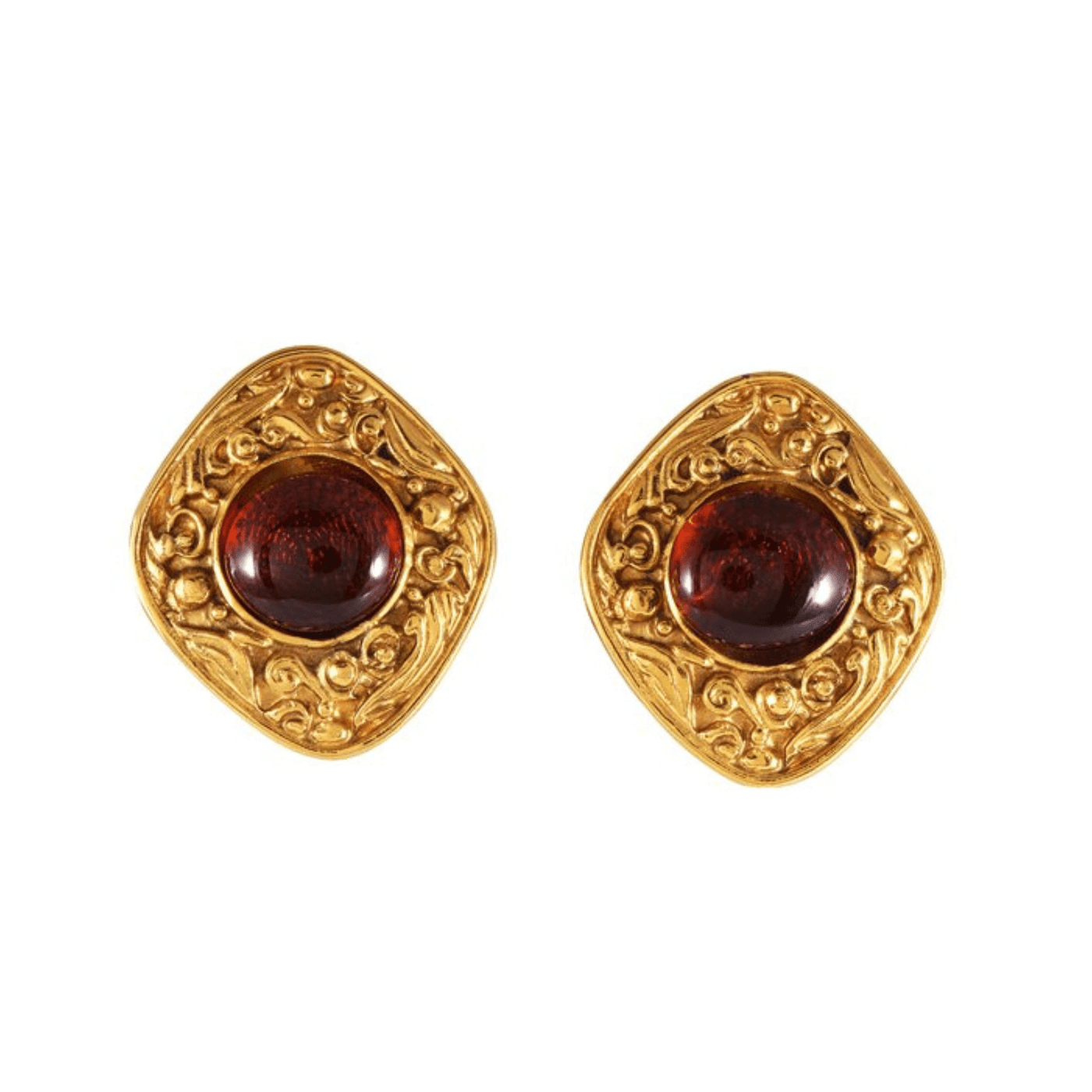 Chanel Amber Gripoix Clip On Earrings - Only Authentics