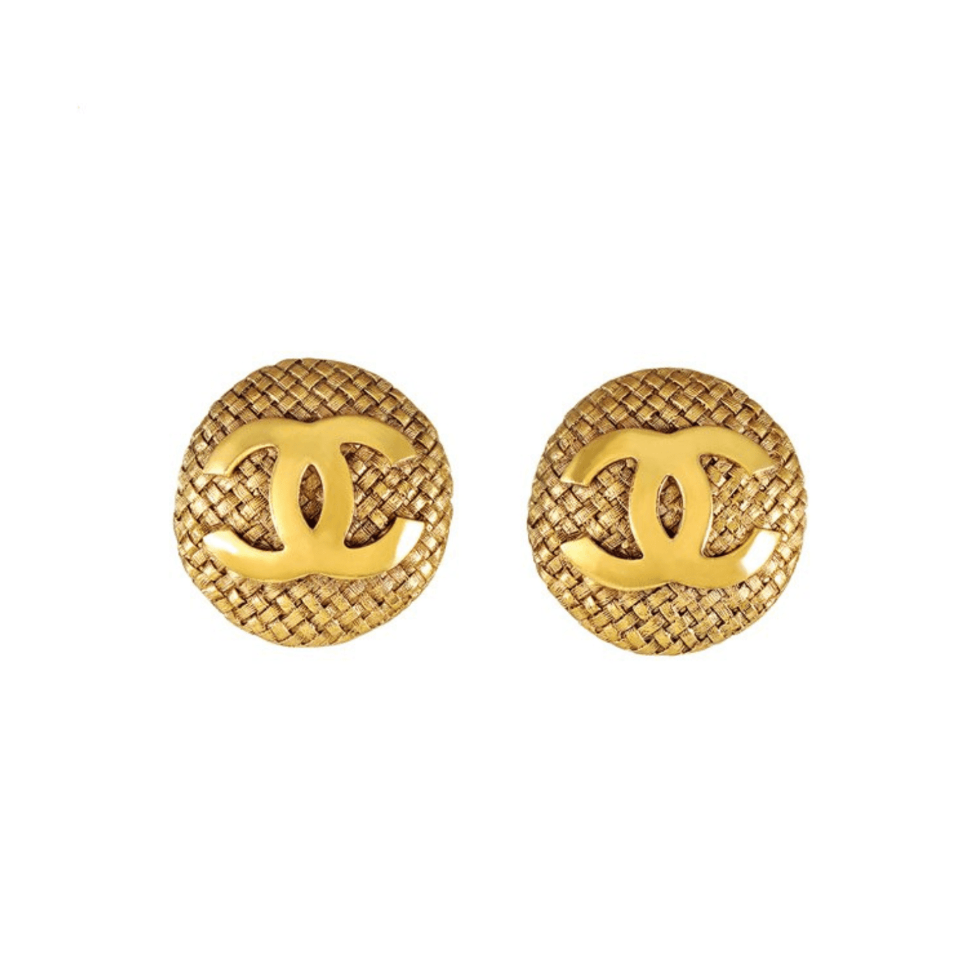 Chanel Gold Quilted CC Button Earrings - Only Authentics