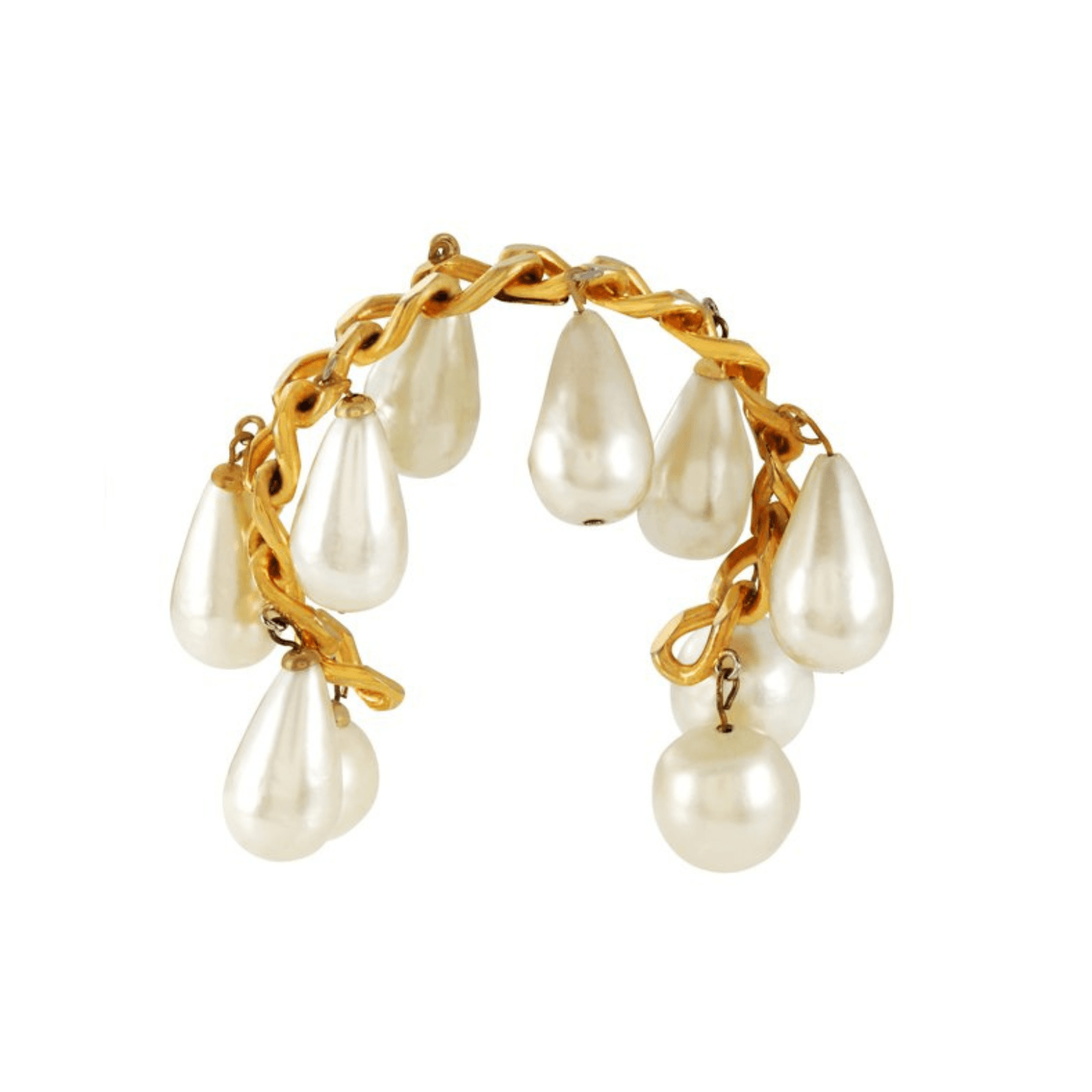 Chanel Gold Pearl Drop Cuff - Only Authentics