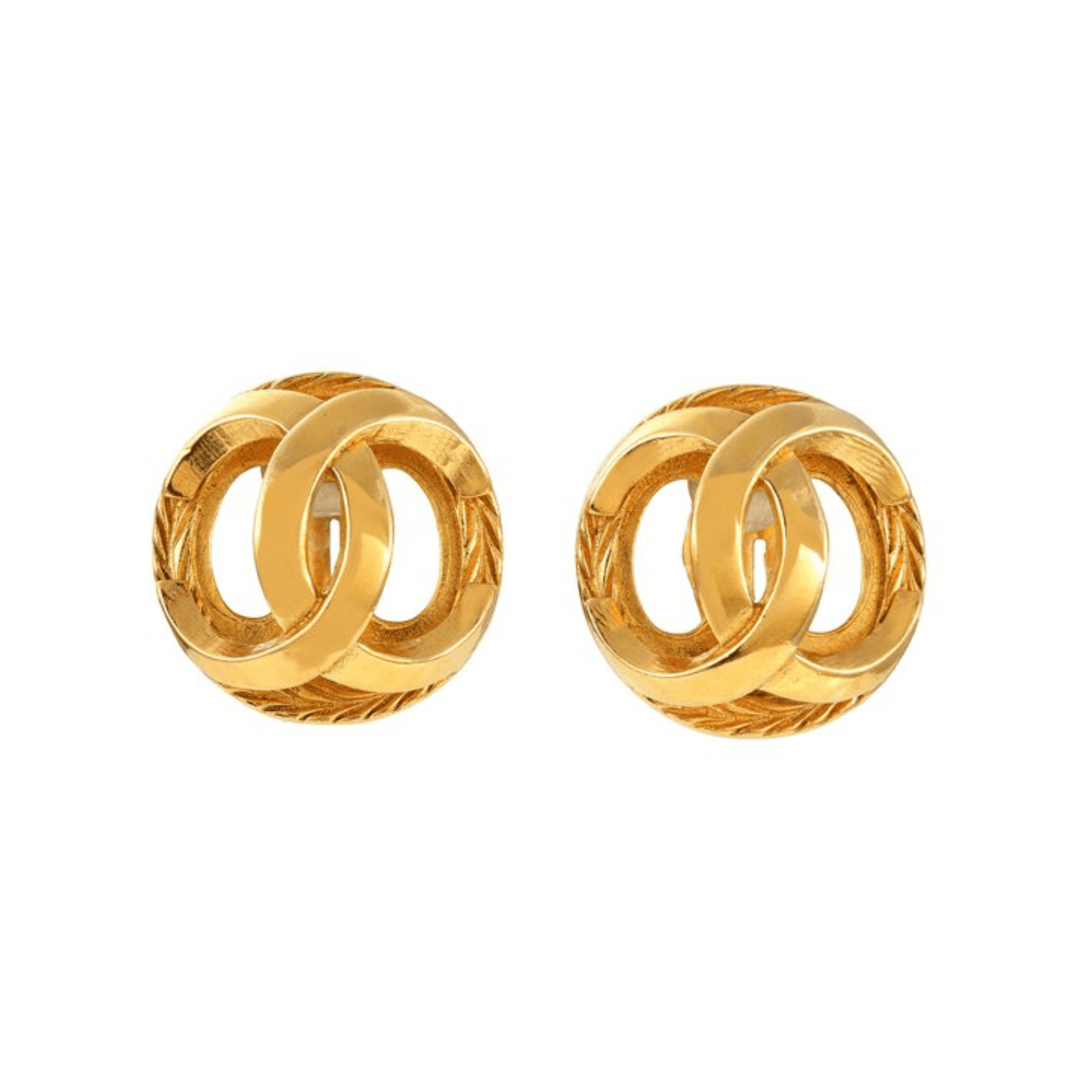 Chanel Gold Interlocking CC Cage Earrings - Only Authentics