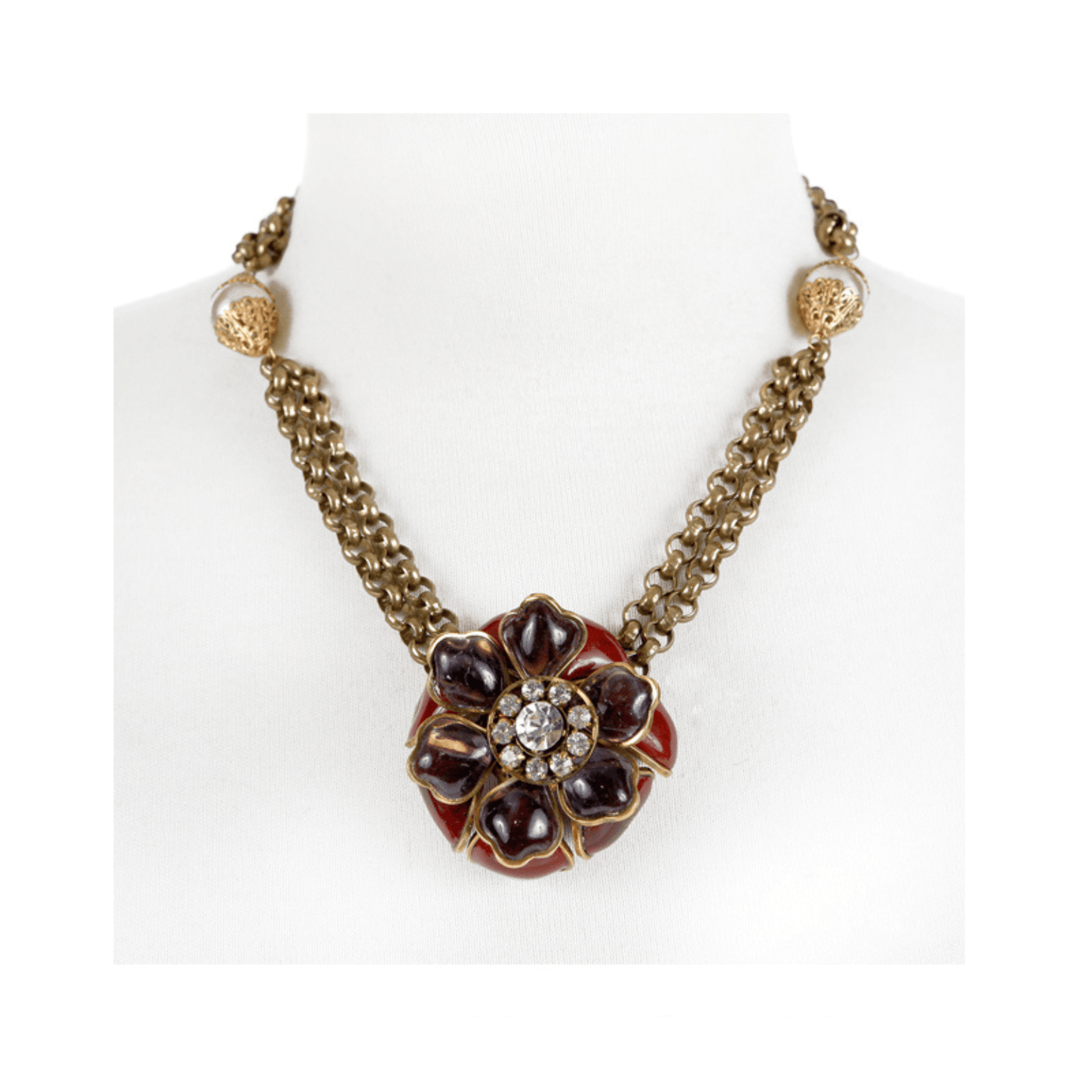 Chanel Gripoix Camellia Pendant Necklace - Only Authentics