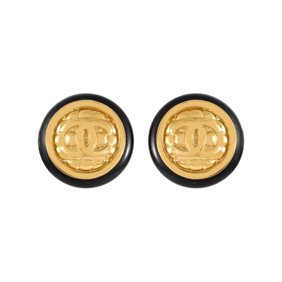 Chanel Gold Quilted CC Earrings - Only Authentics