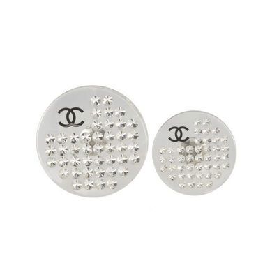 Chanel Lucite and Crystal Disc Pins - Only Authentics