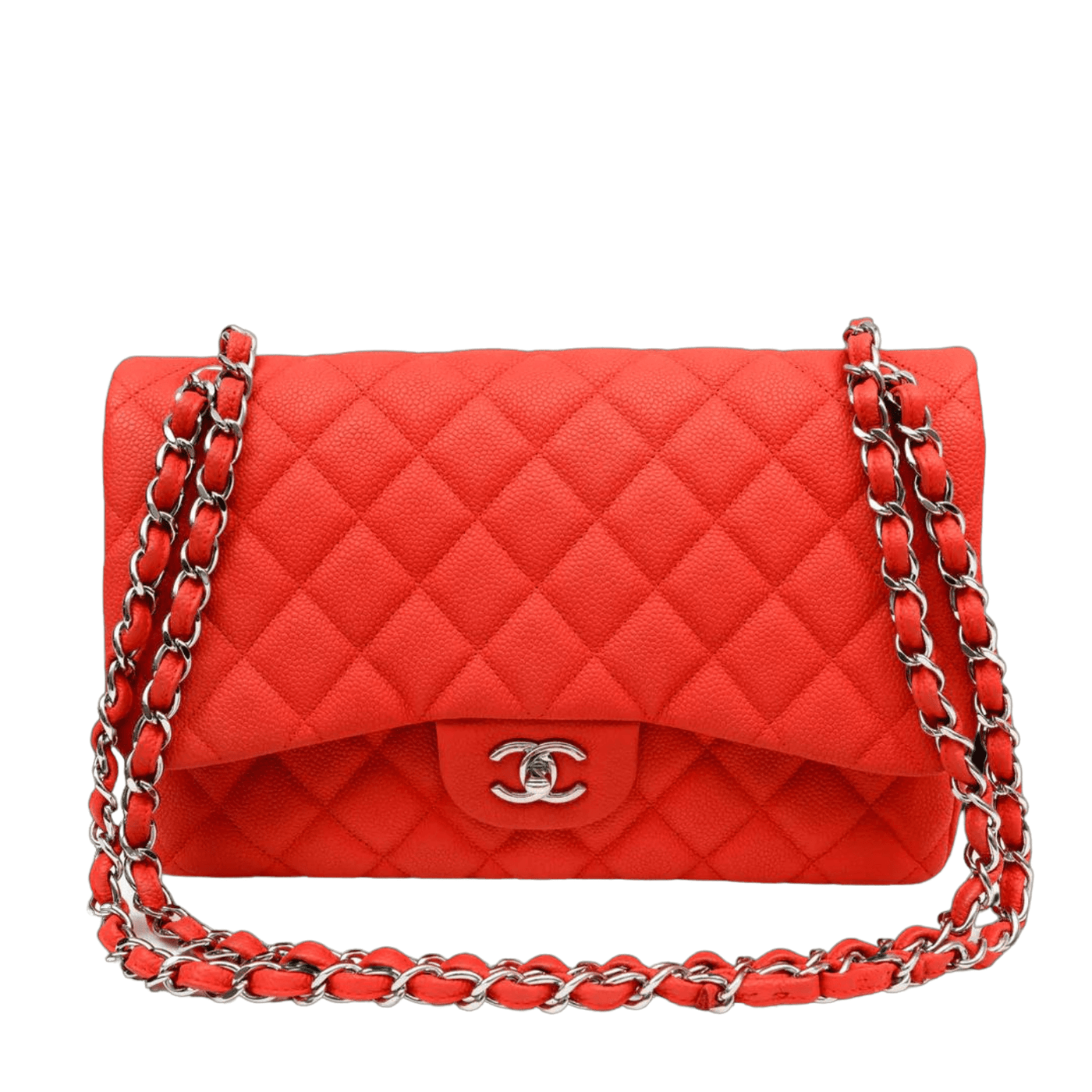 Chanel Salmon Brushed Caviar Jumbo Classic Double Flap Bag - Only Authentics