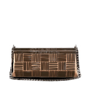 Chanel Beige Satin Applique Frame Bag - Only Authentics