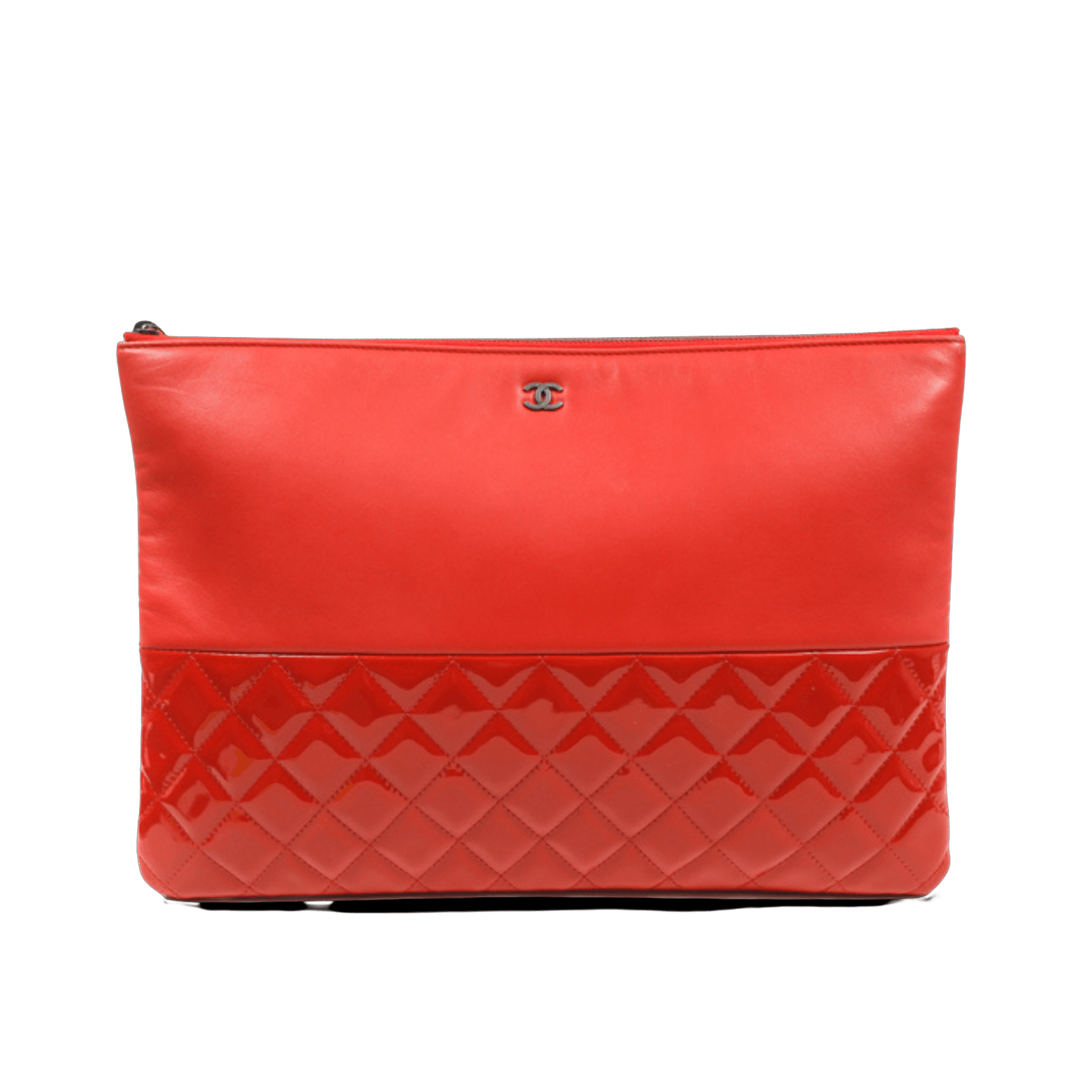 Chanel Red Lambskin and Patent Leather Clutch – Only Authentics