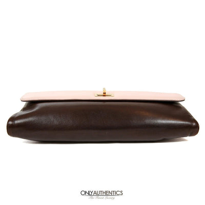 Chanel Pink and Brown Leather Handle Clutch - Only Authentics
