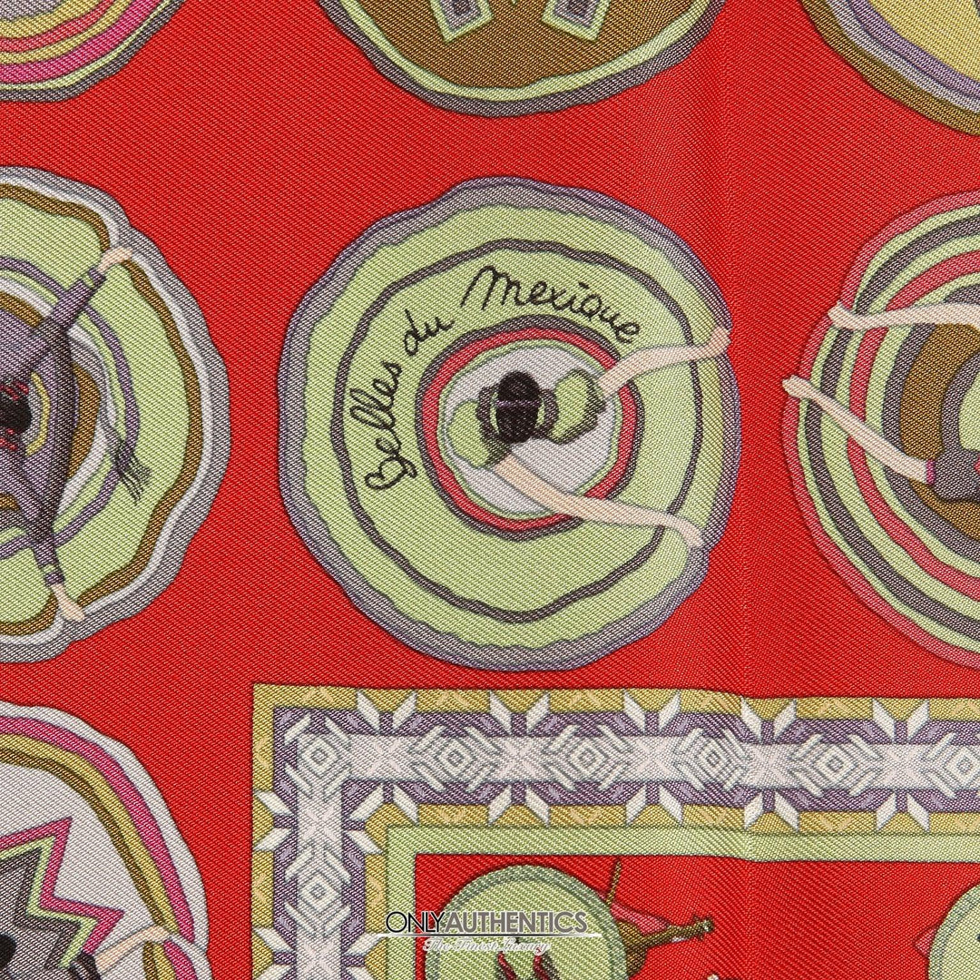 Hermès Red Belles du Mexique Silk Scarf & Pocket Square – Only