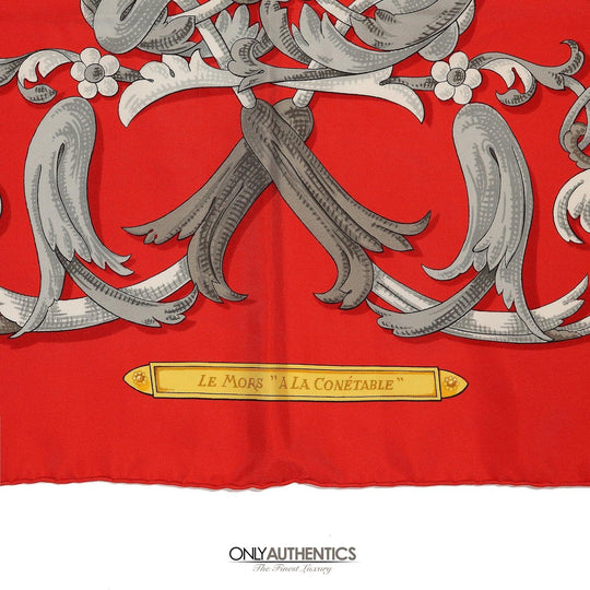 Hermès Red Le Mors a la Conetable 90cm Silk Scarf – Only Authentics