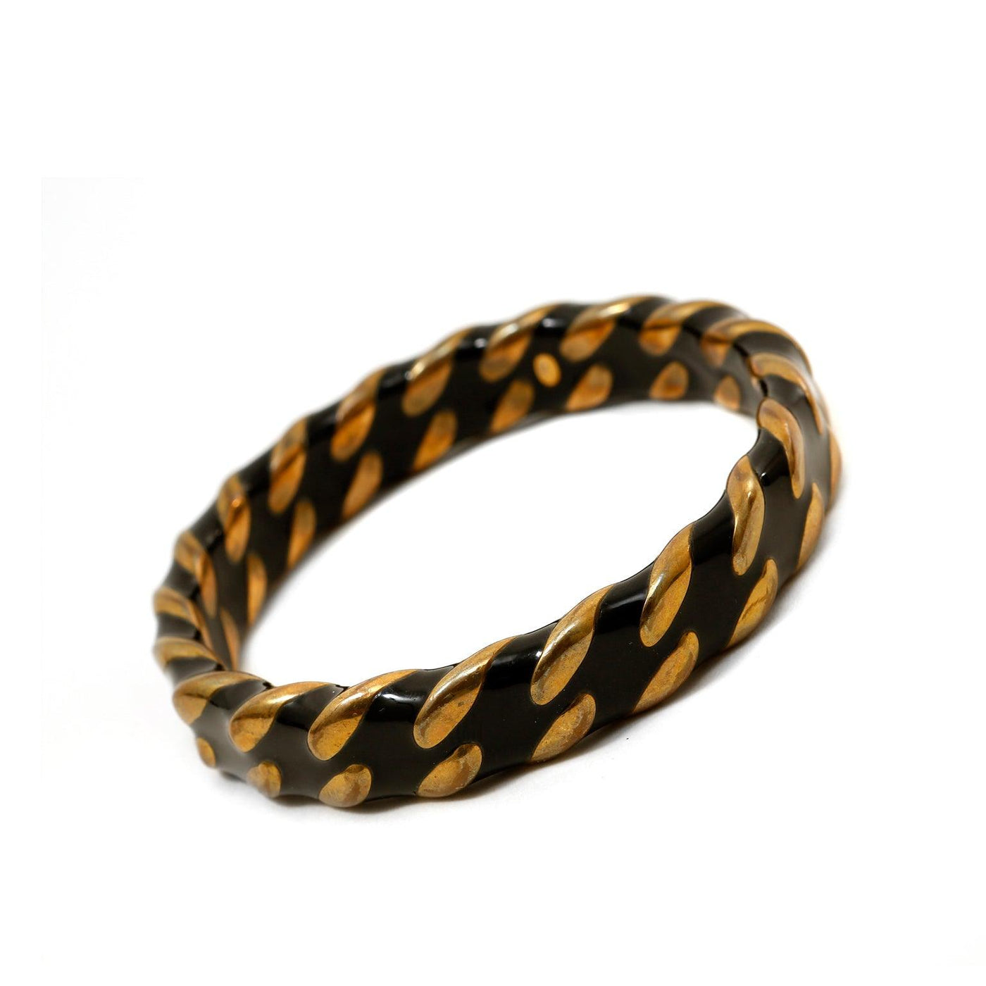 Chanel Black and Gold Poured Bangle Bracelet - Only Authentics
