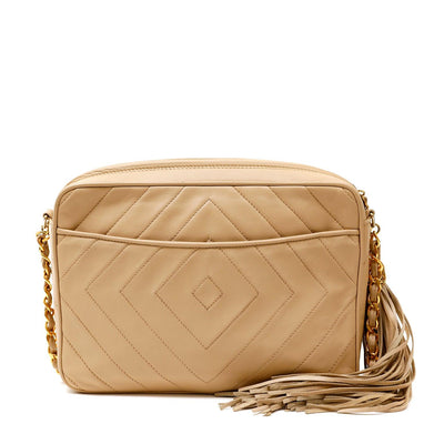 Chanel Beige Quilted Leather Vintage Camera Bag - Only Authentics