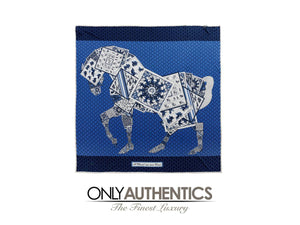 Hermès Blue A Cheval Sur Mon Carre Scarf - Only Authentics