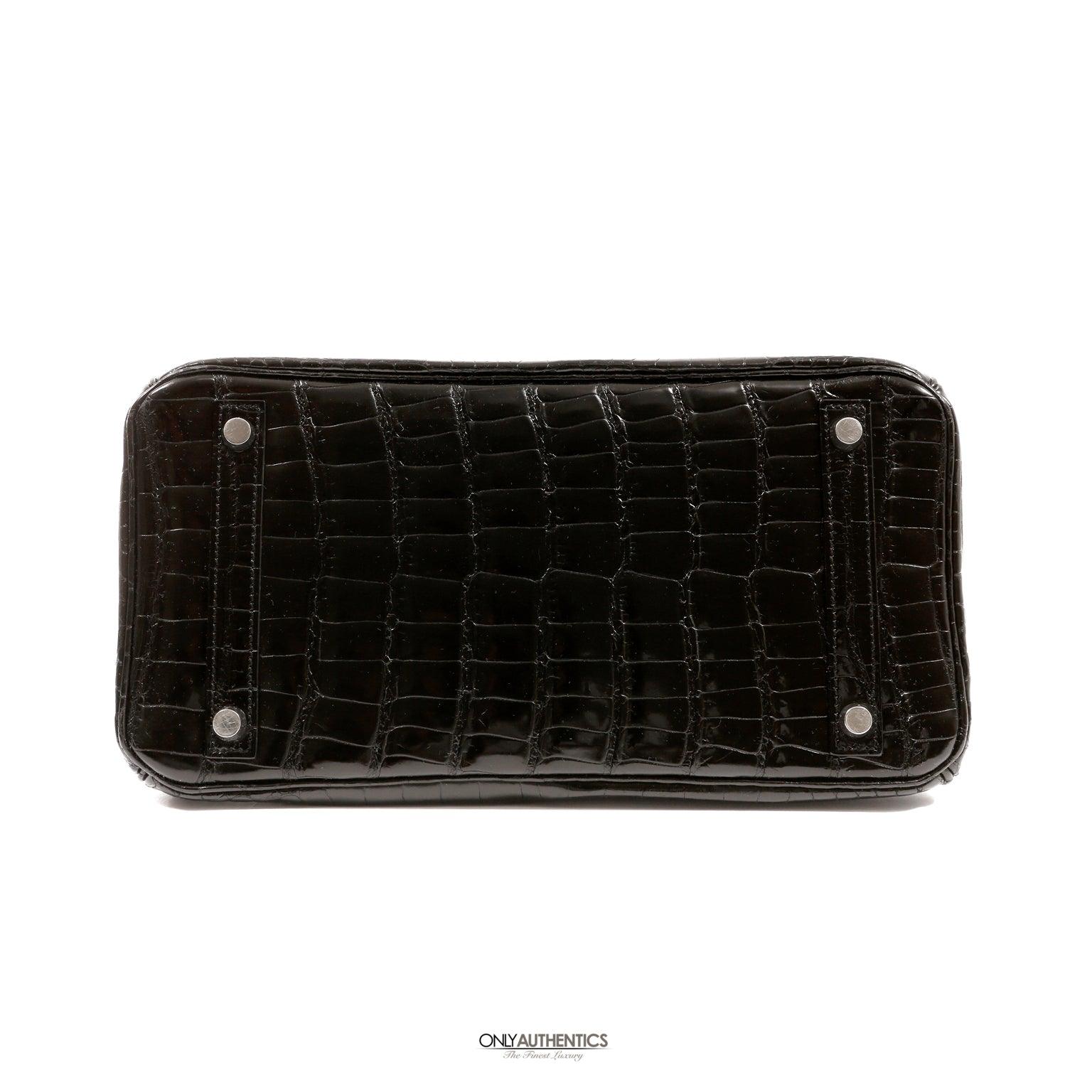 Hermès 30cm Black Crocodile Diamond Encrusted Birkin Bag - Only Authentics