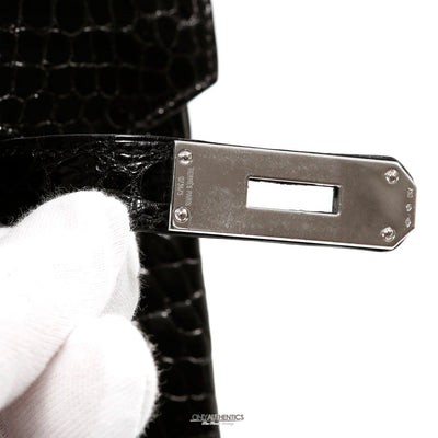 Hermès 30cm Black Crocodile Diamond Encrusted Birkin Bag - Only Authentics