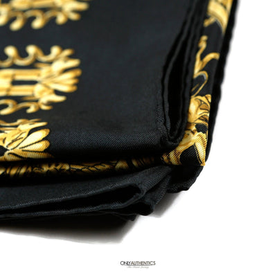 Hermès Black Silk Les Cavaliers D’Or Scarf - Only Authentics