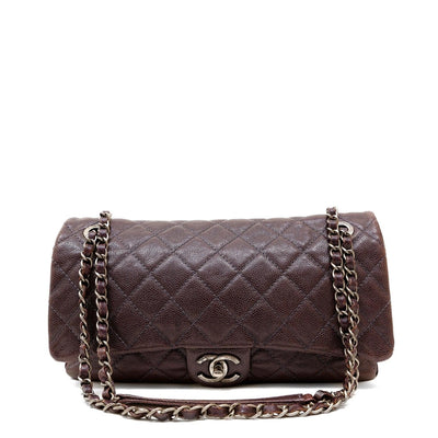 Chanel Purple Caviar Leather Easy Zip Flap Bag - Only Authentics