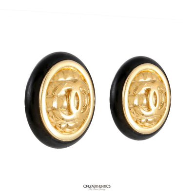 Chanel Gold Quilted CC Earrings - Only Authentics