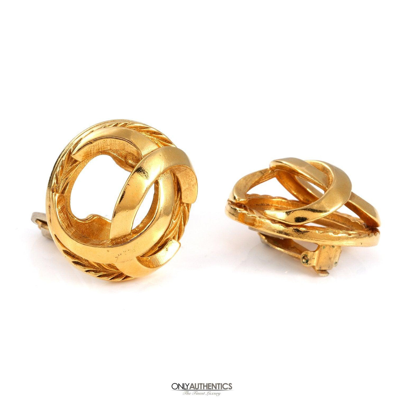 Chanel Gold Interlocking CC Cage Earrings - Only Authentics