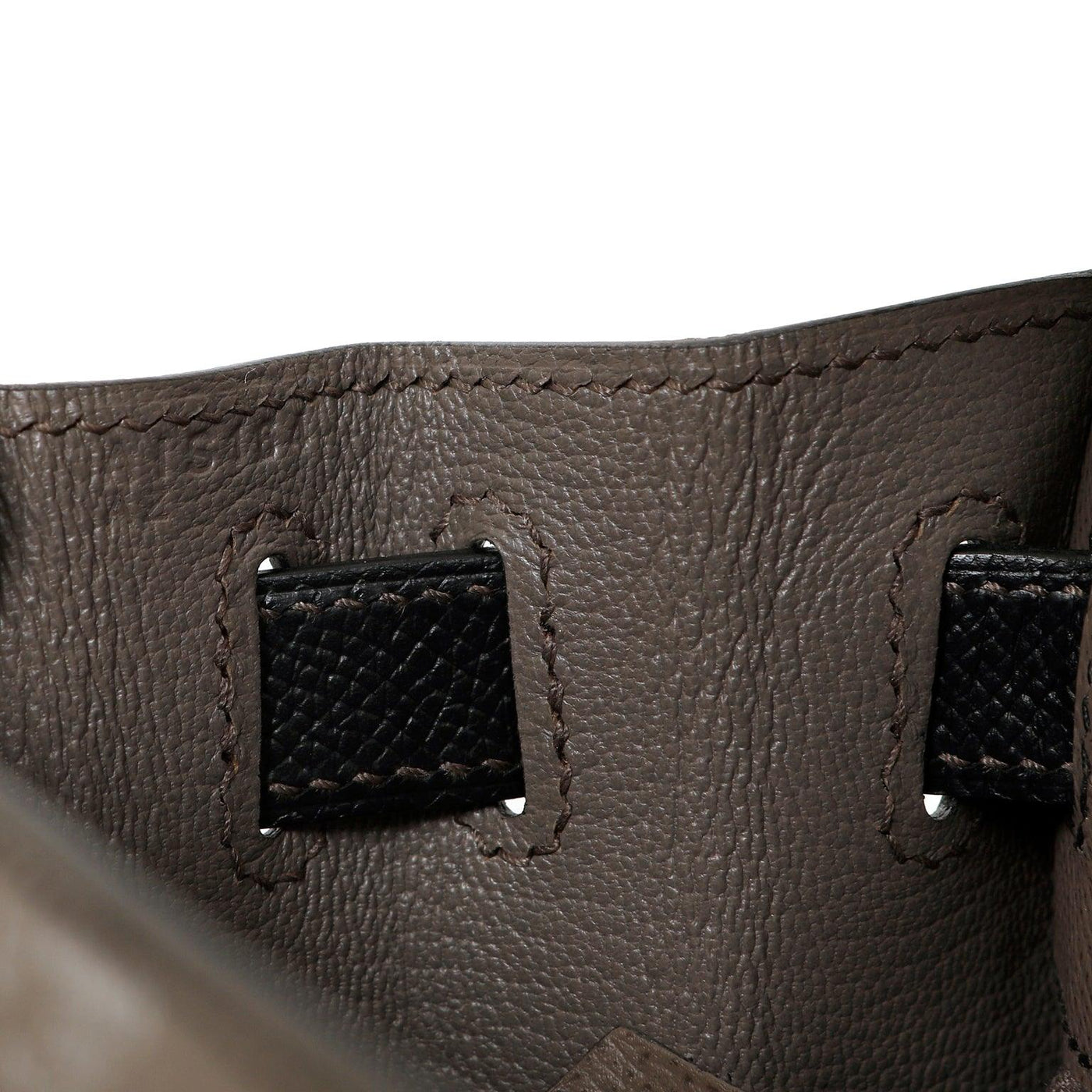 Hermès Sellier Special Order Etoupe and Black Epsom Horseshoe 28cm Kelly with Palladium Hardware - Only Authentics
