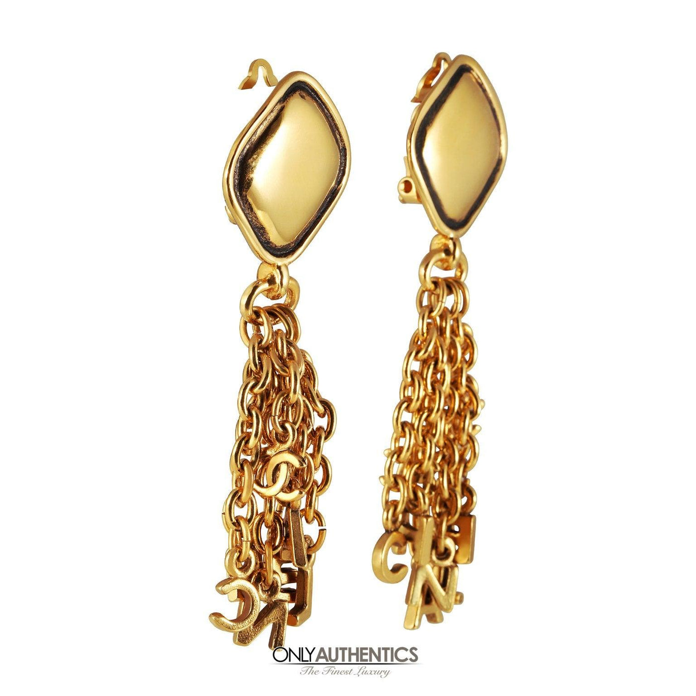 Chanel Gold Letter Fringe Earrings - Only Authentics
