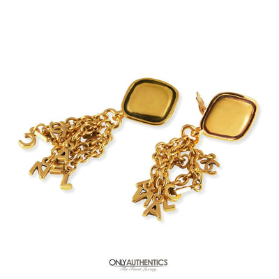 Chanel Gold Letter Fringe Earrings - Only Authentics