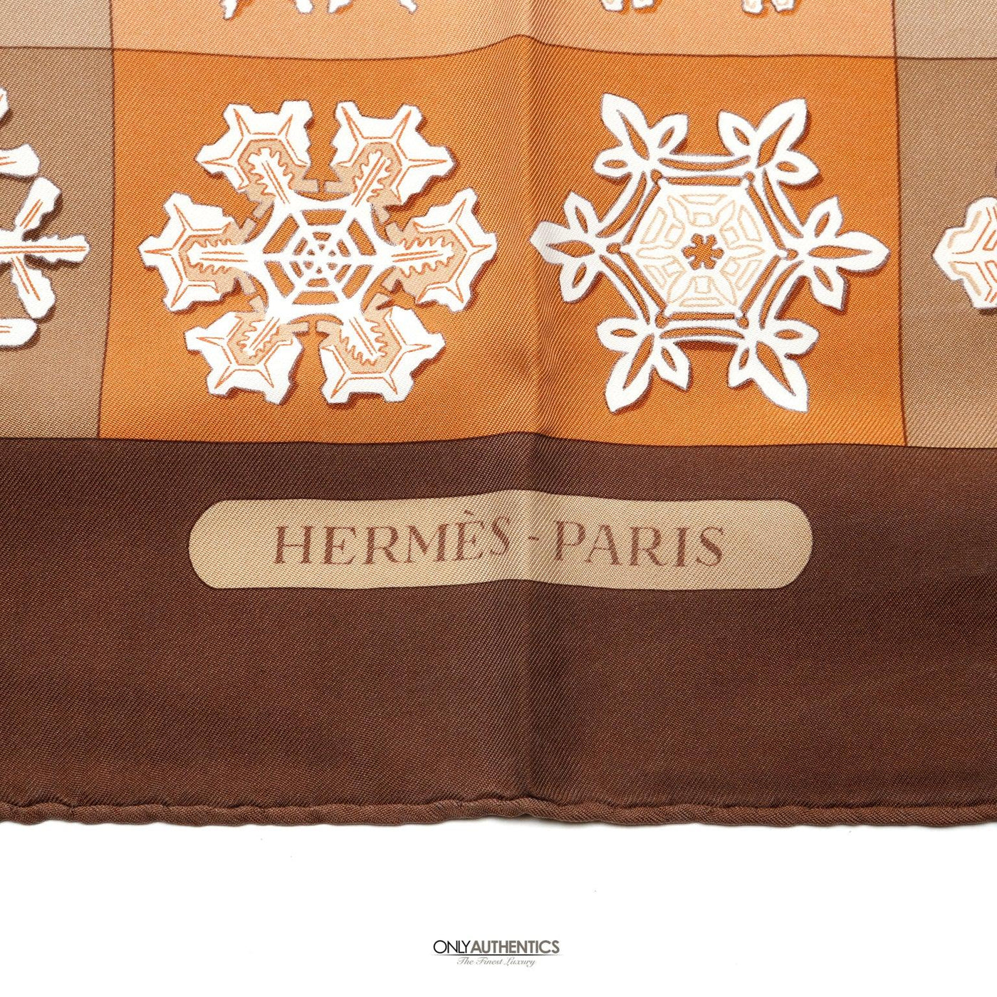 Hermès Brown Silk Feux de L’hiver Scarf - Only Authentics