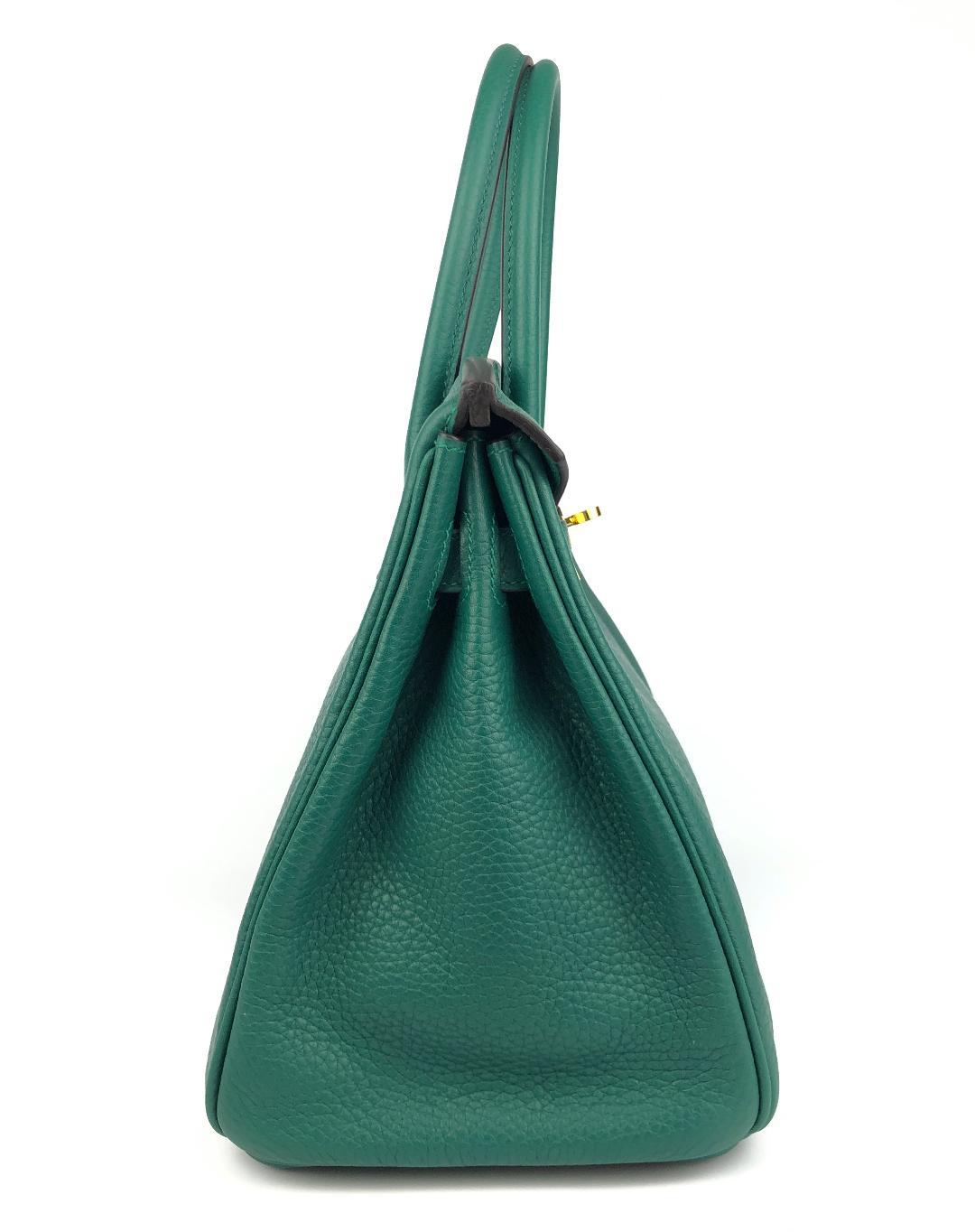 Make a statement with this stunning 30cm Malachite Togo Birkin