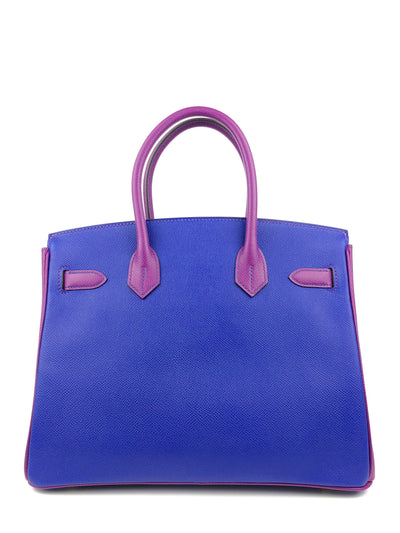 Hermès 30cm Anemone and Electric Blue Special Order Epsom Birkin with Brushed Gold Hardware - Only Authentics