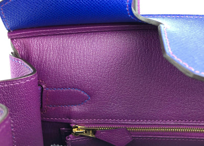 Hermès 30cm Anemone and Electric Blue Special Order Epsom Birkin with Brushed Gold Hardware - Only Authentics