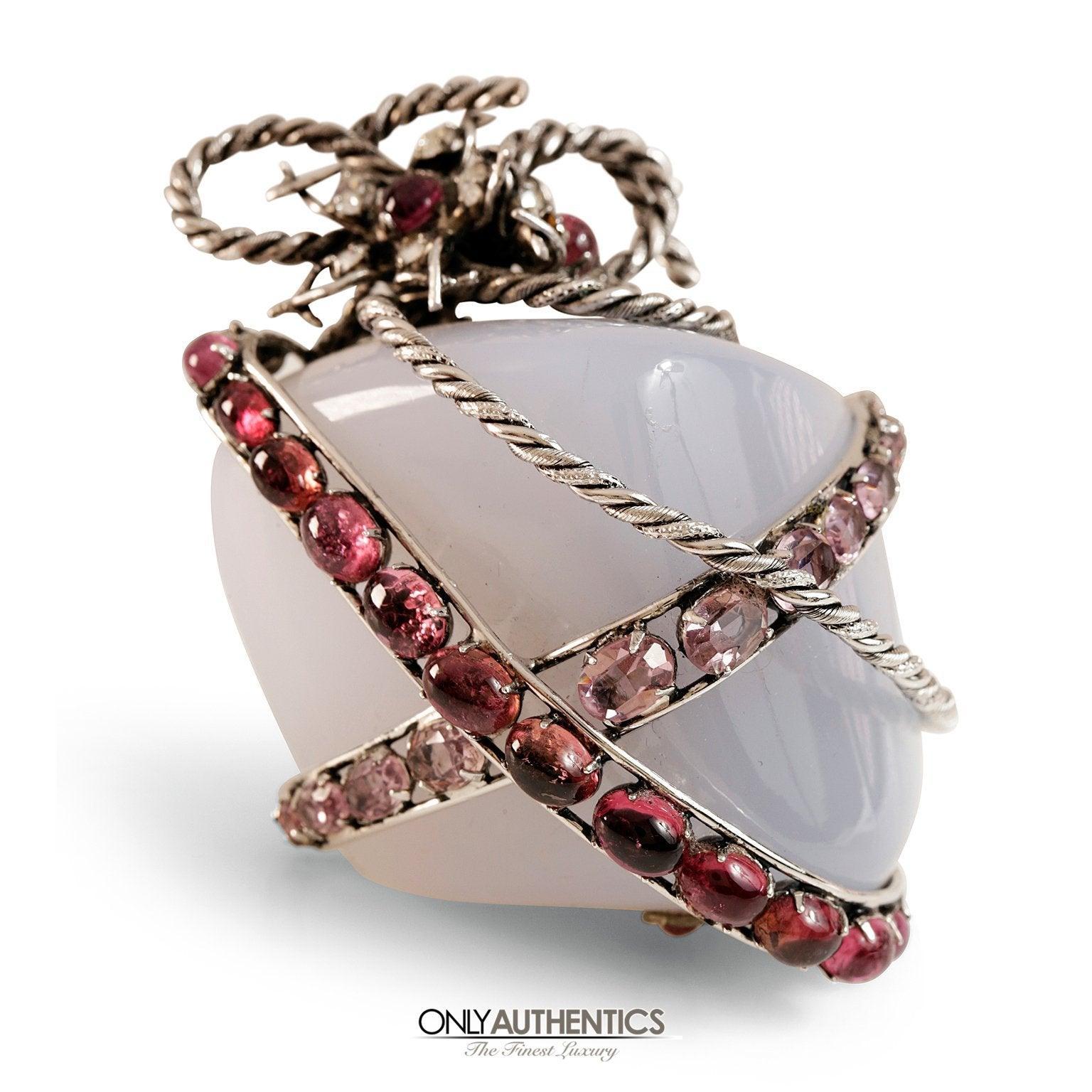 Iradj Moini Chalcedony and Amethyst Brooch - Only Authentics