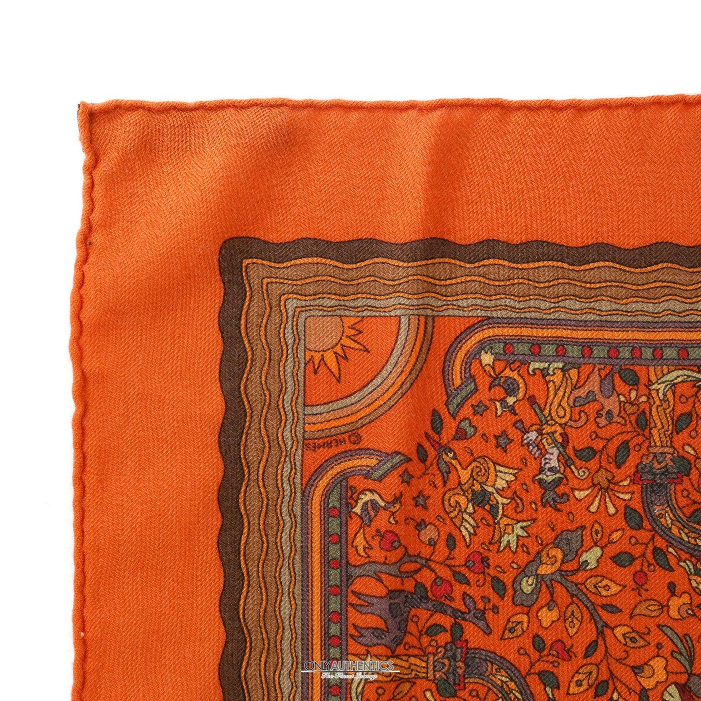 Hermès Orange Les Jardins d’Armenie Cashmere and Silk Scarf - Only Authentics