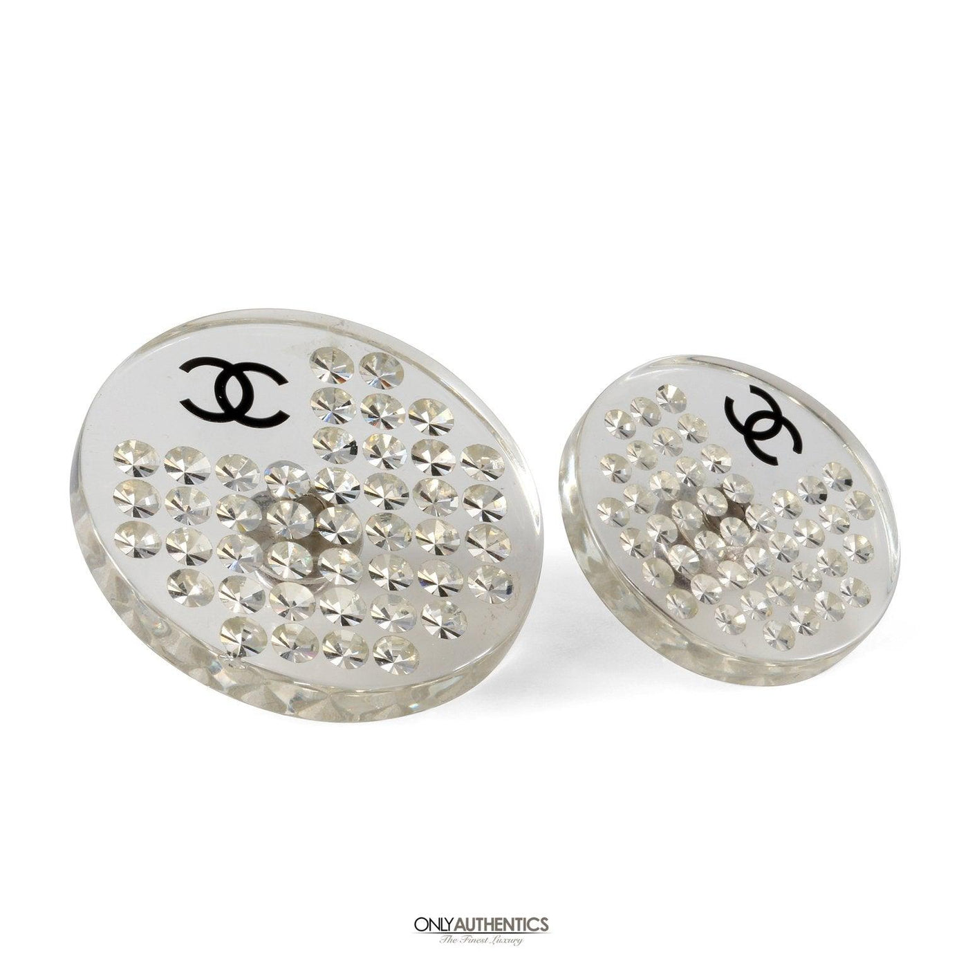 Chanel Lucite and Crystal Disc Pins - Only Authentics