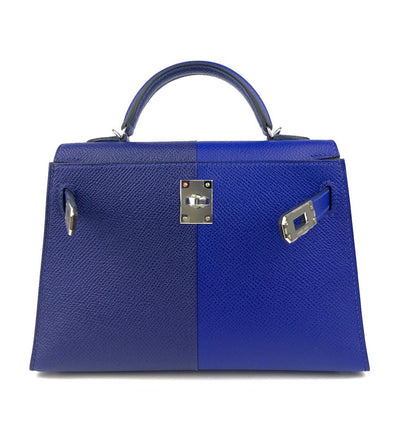 Hermès 20cm Blue Bi Color Special Edition Epsom Mini Kelly - Only Authentics