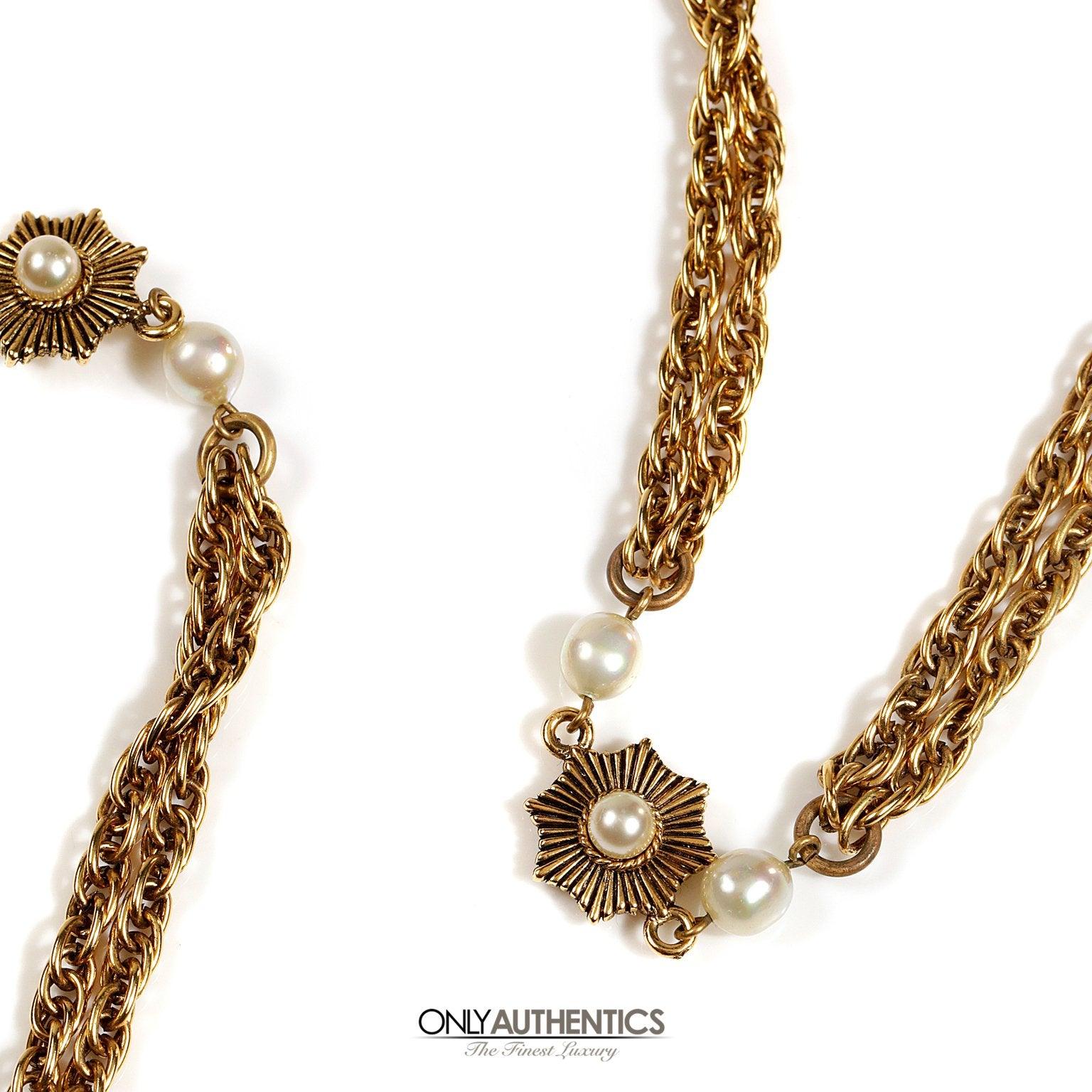 Chanel Gold and Pearl Double Strand Necklace - Only Authentics