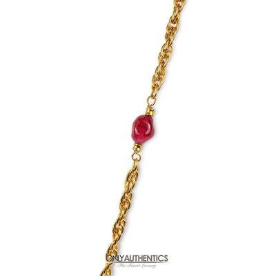 Chanel Red and Green Gripoix Cross Necklace - Only Authentics
