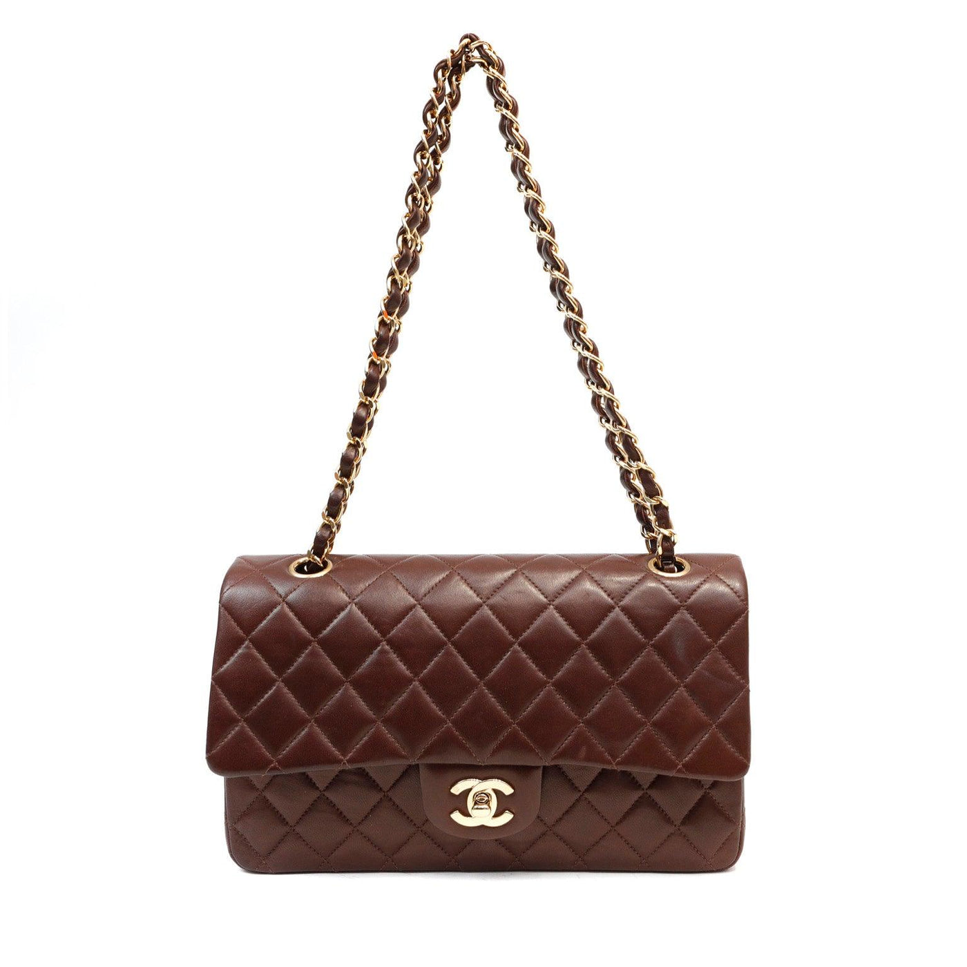 Chanel Brown Lambskin Medium Classic Double Flap Bag - Only Authentics