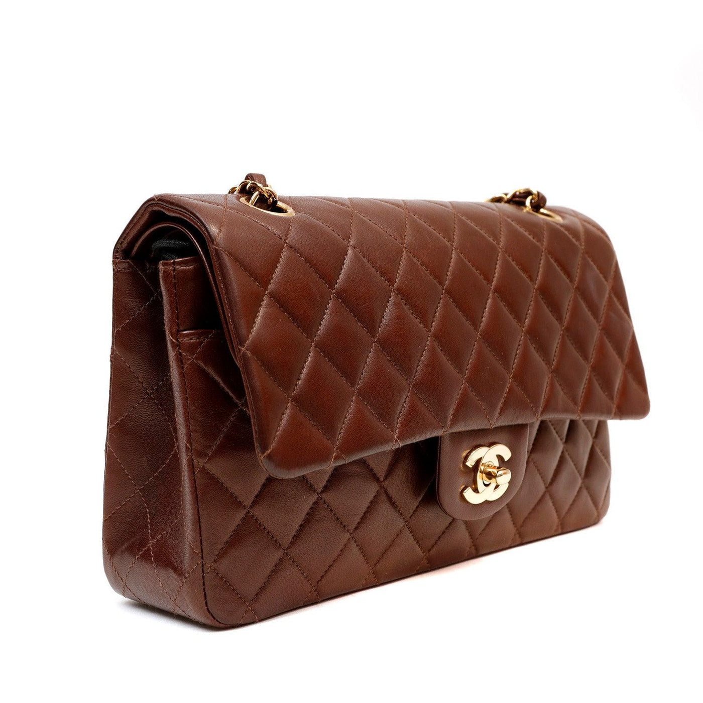 Chanel Brown Lambskin Medium Classic Double Flap Bag - Only Authentics