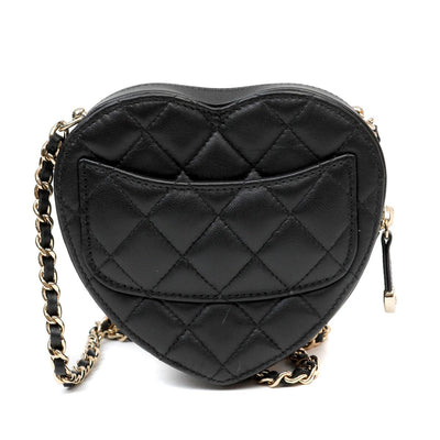 Chanel Black Lambskin Mini Heart Bag - Only Authentics