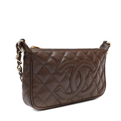 Chanel Brown Caviar Leather Timeless CC Shoulder Bag - Only Authentics