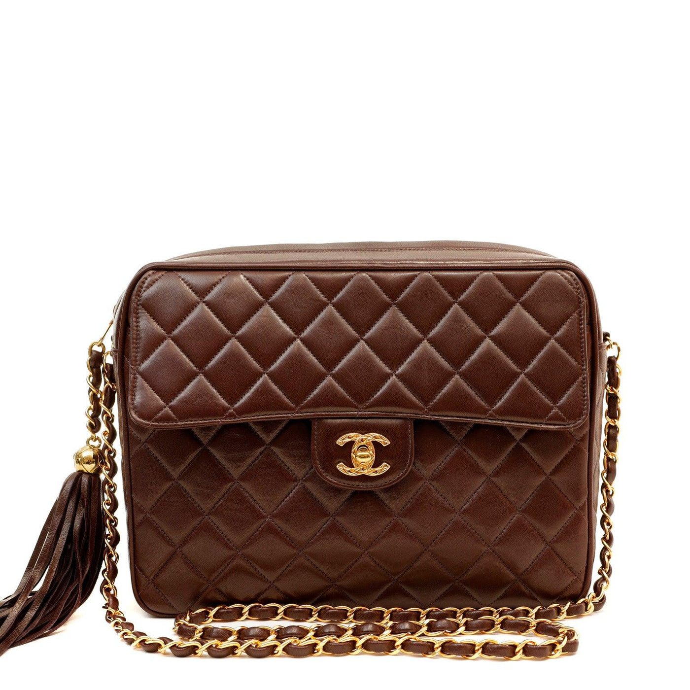 Chanel Brown CC Logo Tassel Crossbody Bag - shop 