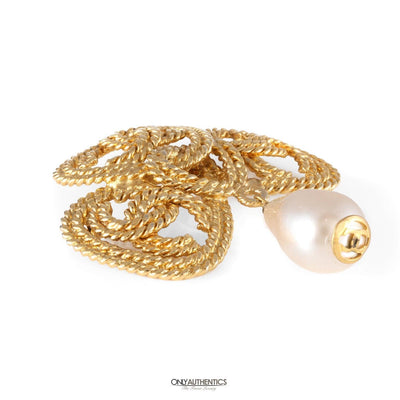 Chanel Gold CC Pearl Drop Brooch - Only Authentics