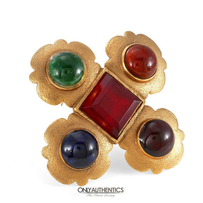 Chanel Multi Color Cabochon Gripoix Brooch - Only Authentics