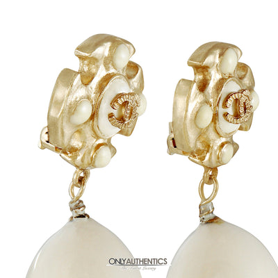 Chanel Maltese Cross Pearl Drop Earrings - Only Authentics