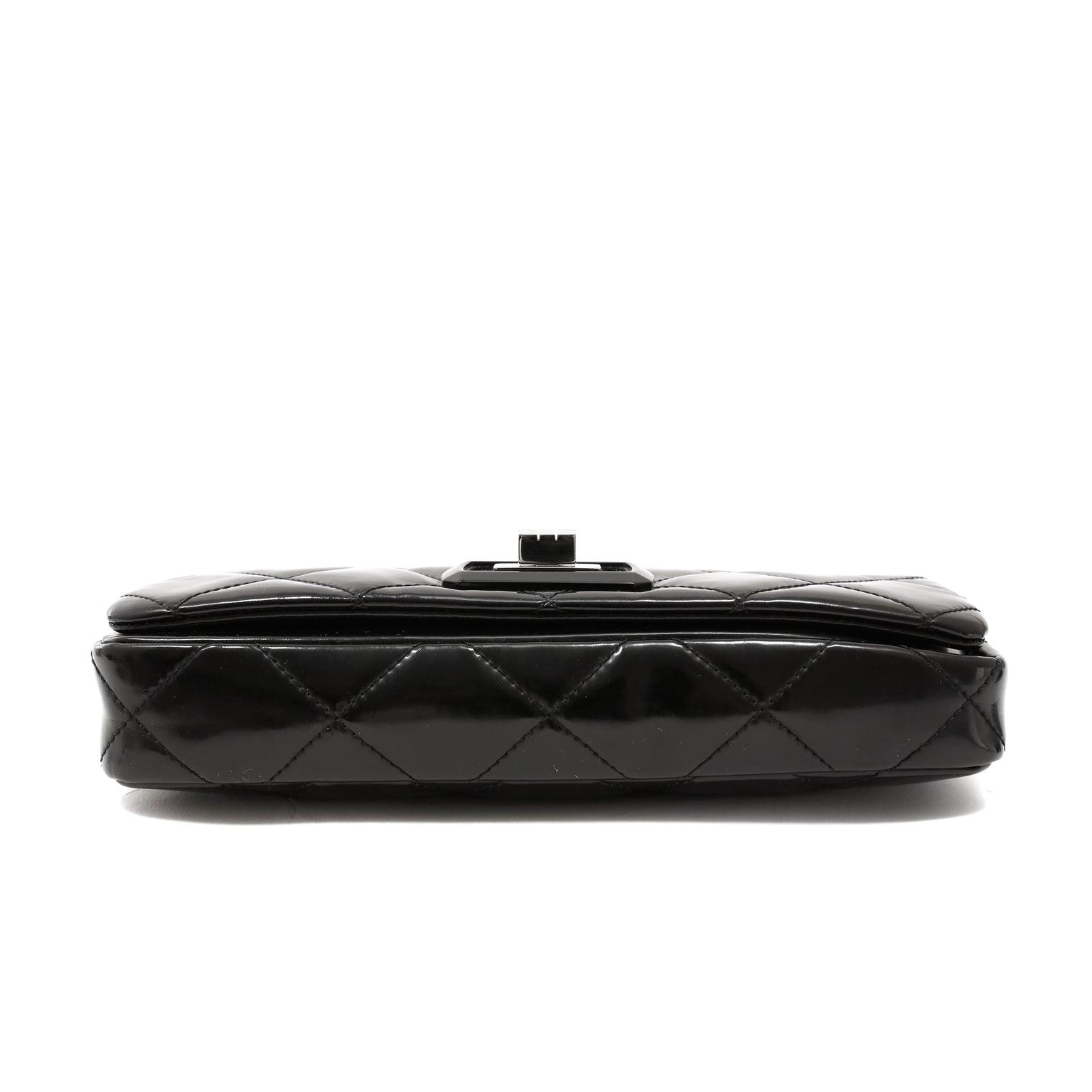 Chanel Black Patent Leather East West Reissue Flap Bag – Only