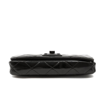 Chanel Black Patent Leather East West Reissue Flap Bag - Only Authentics