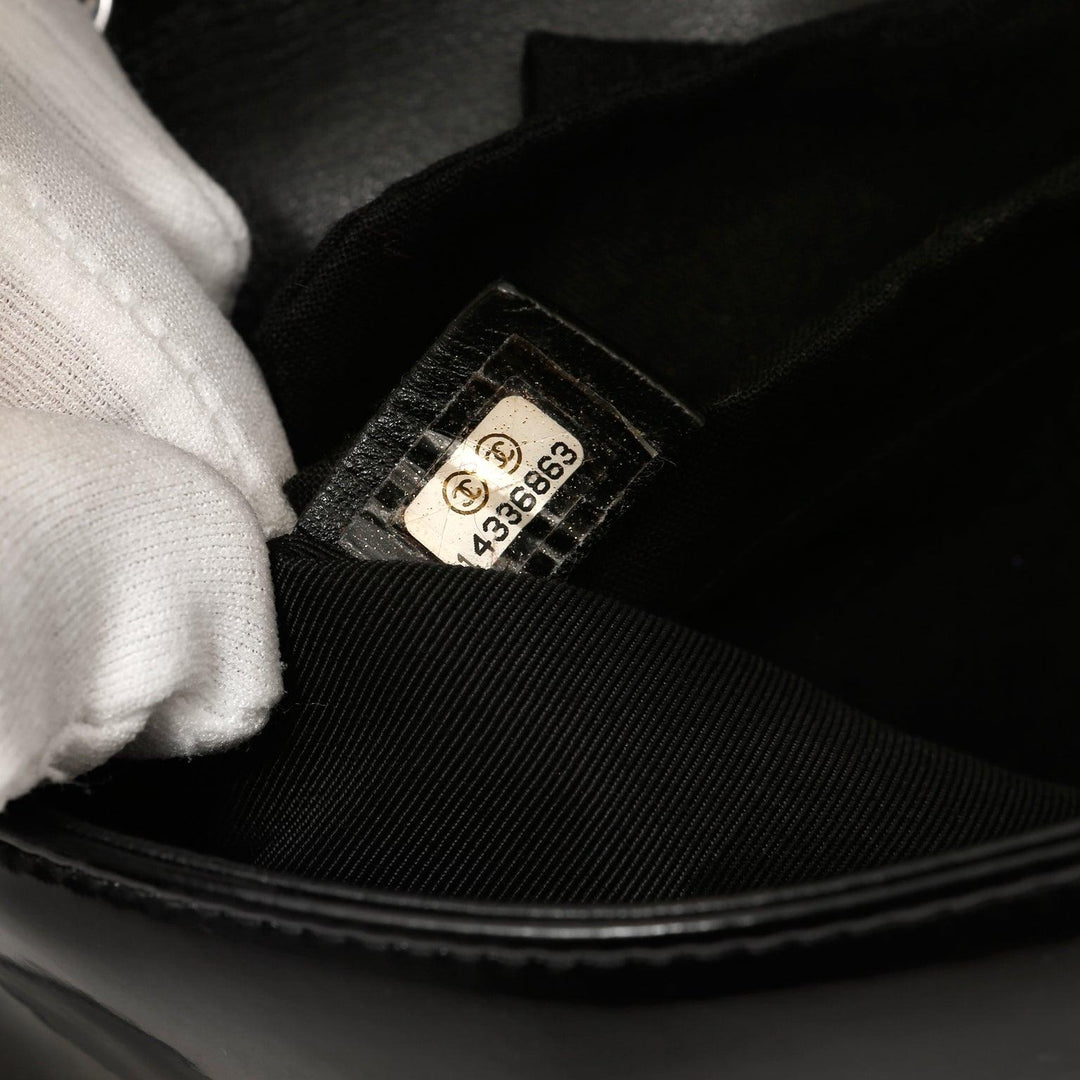 【ヴィンテージ】Rank:B☆Chanel Black ロゴ フラップバッグ シャネル CHANELロゴ トップハンドル フラップバッグ ブラック