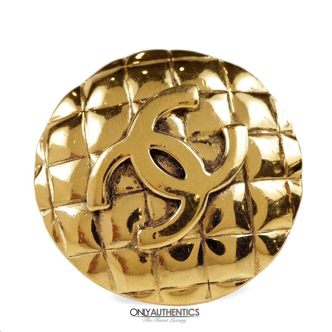 Chanel Gold Quilted CC Vintage Earrings - Only Authentics